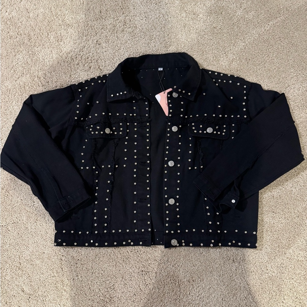 Apafes - Studded Black Jean Jacket
